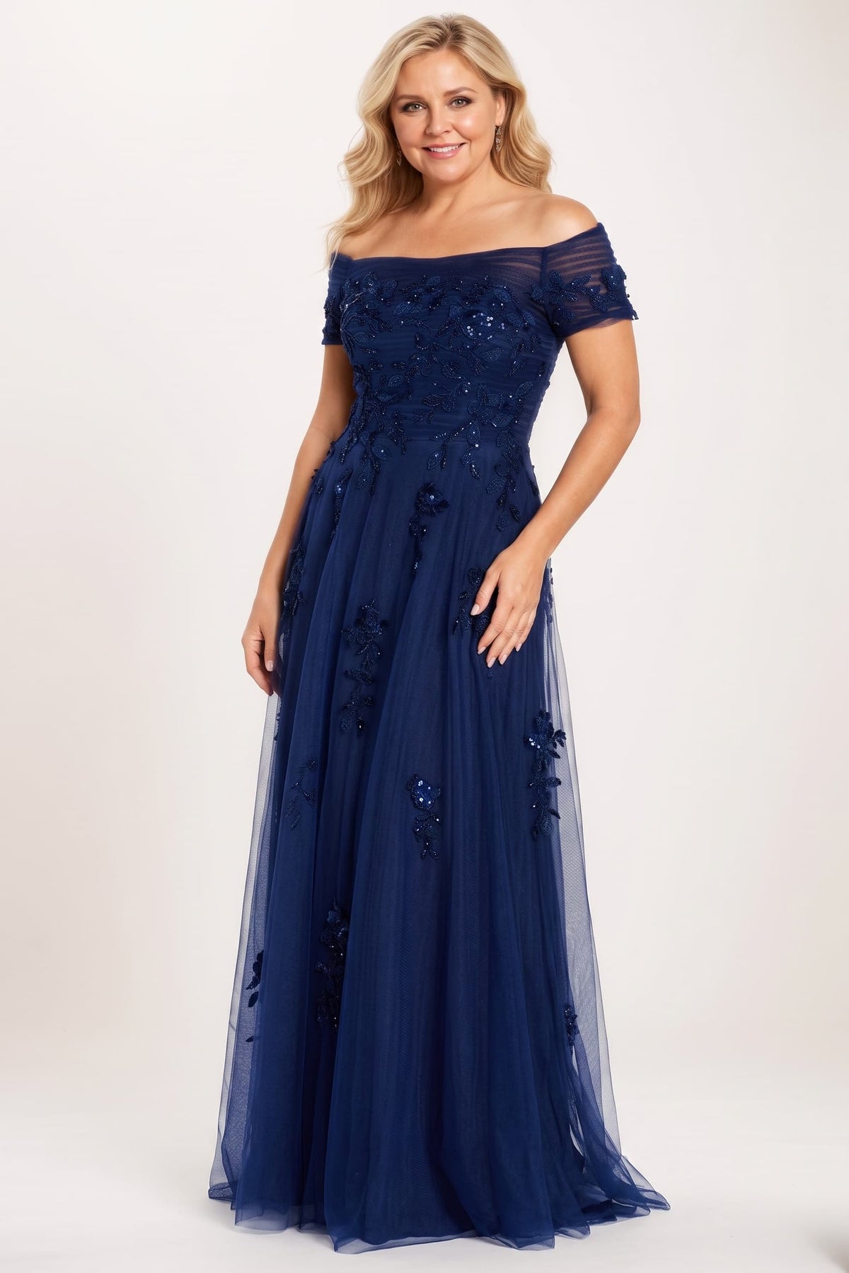 A-line Maxi Tulle Mother Dress CM0230 - Silver - COCOMELODY