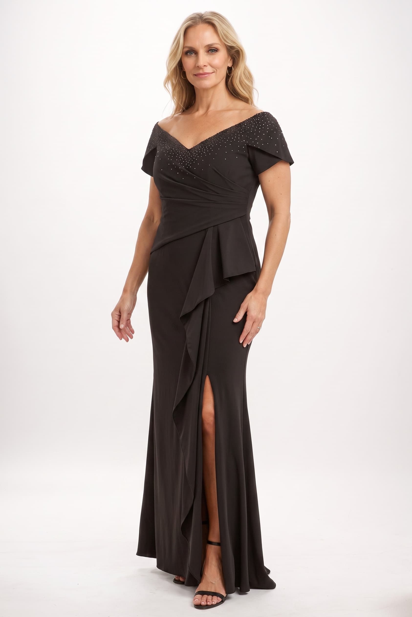 Trumpet-Mermaid Maxi Elastic Cloth Mother Dress CM0240 - Black - COCOMELODY