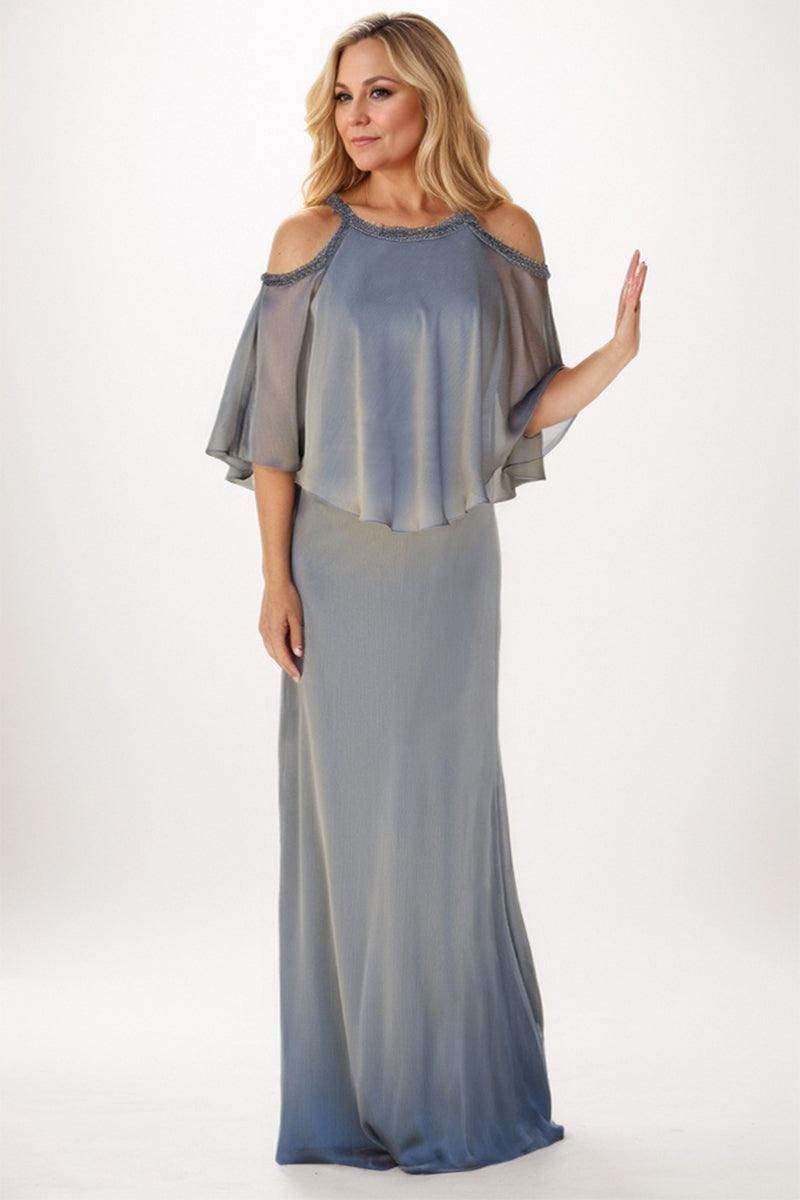 grey chiffon halter dress KissProm