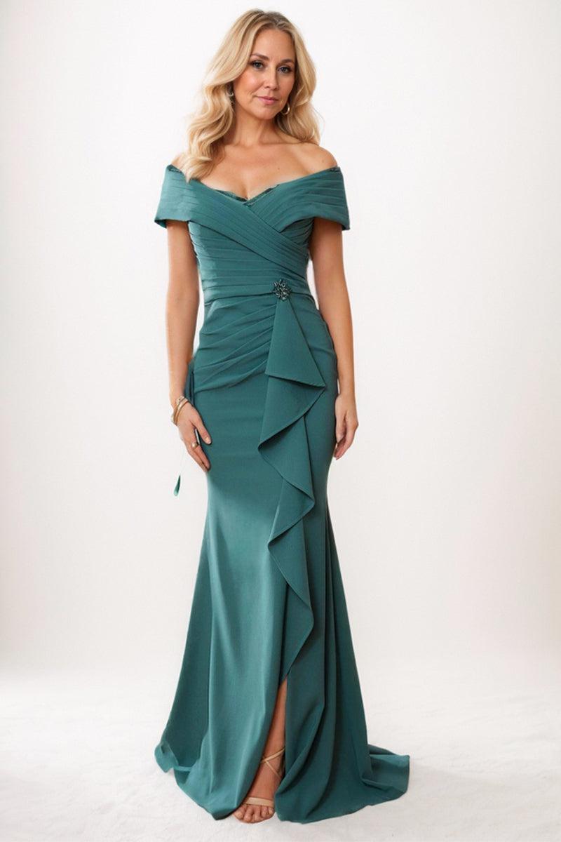 Trumpet-Mermaid Maxi Satin Mother Dress CM0245 - COCOMELODY