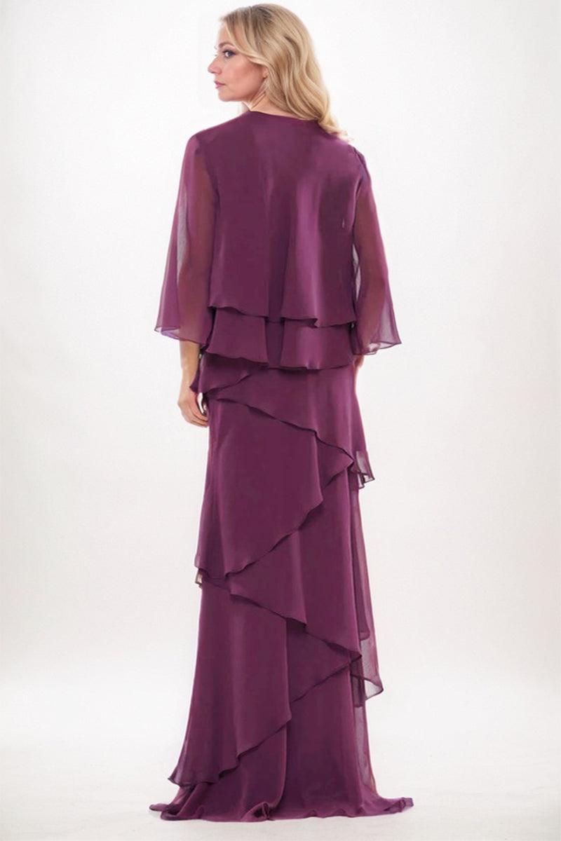 Sheath-Column Maxi Chiffon Mother Dress CM0251 - COCOMELODY