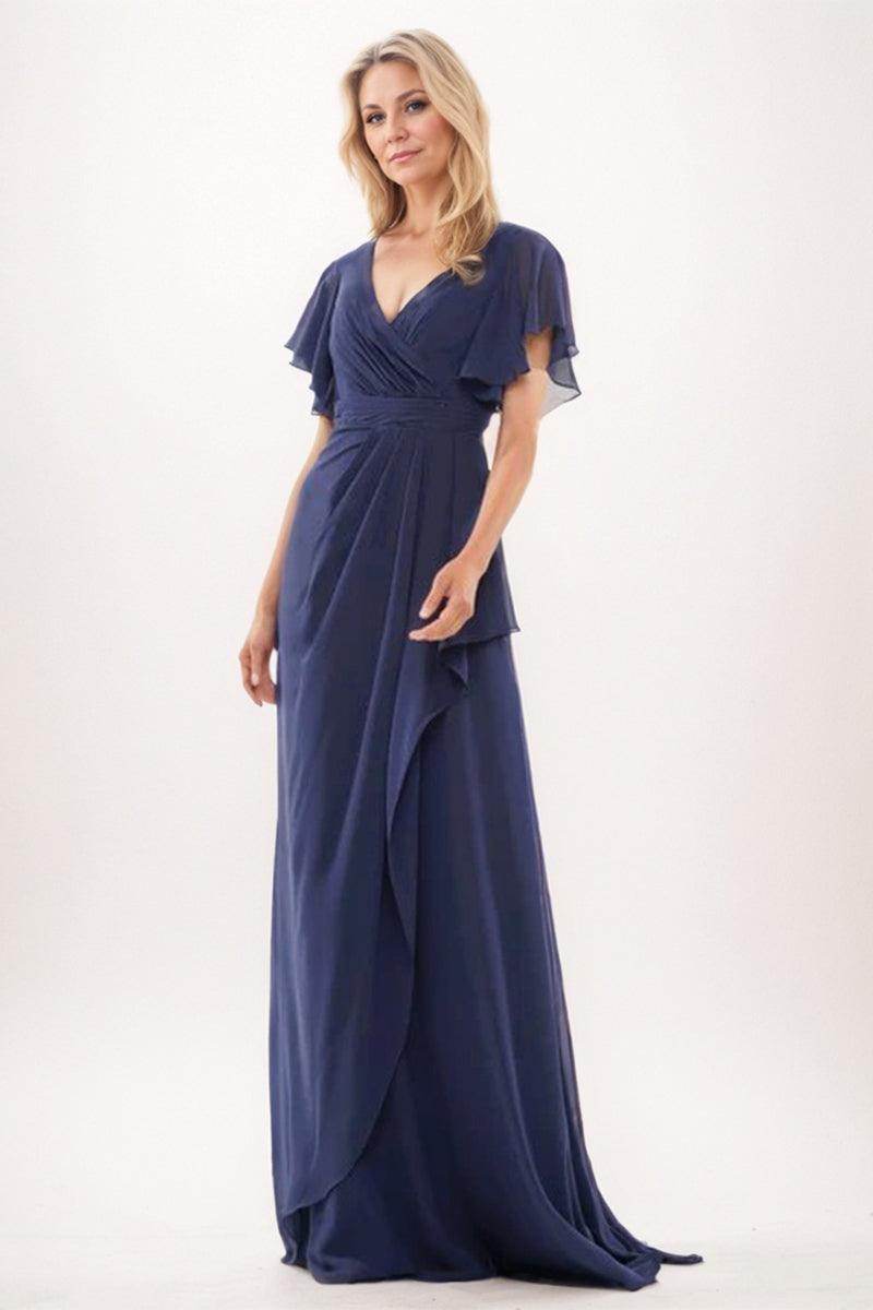 Chiffon Flutter Sleeve Mother Gown