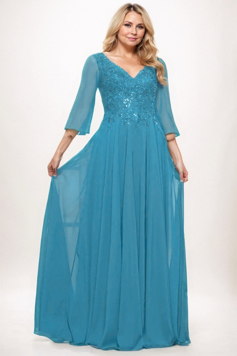 A-Line Maxi Chiffon Mother Dress CM0254