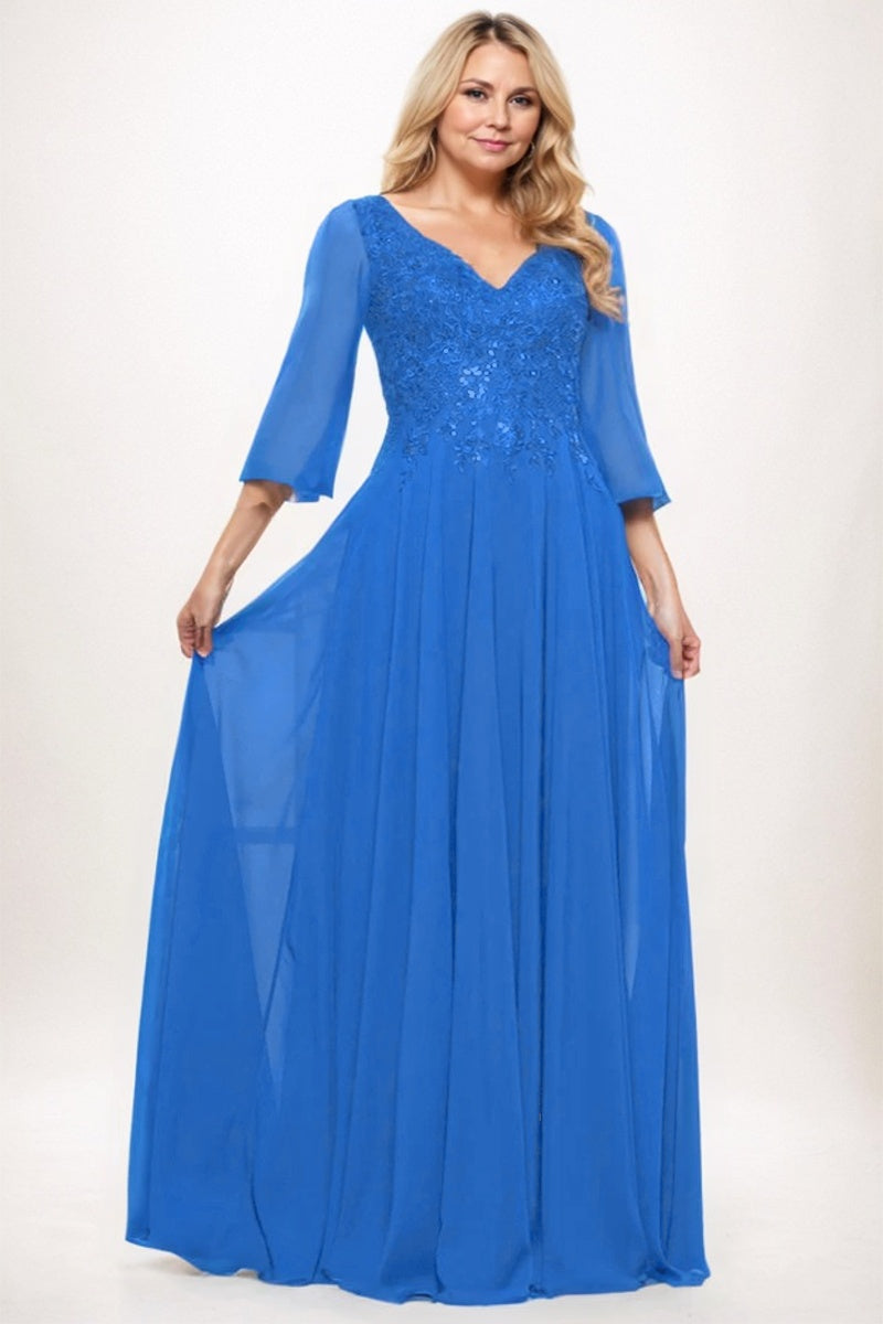A-Line Maxi Chiffon Mother Dress CM0254