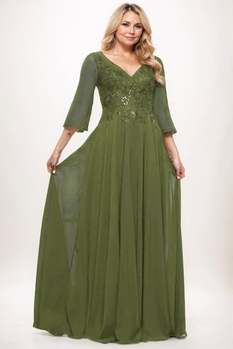 A-Line Maxi Chiffon Mother Dress CM0254