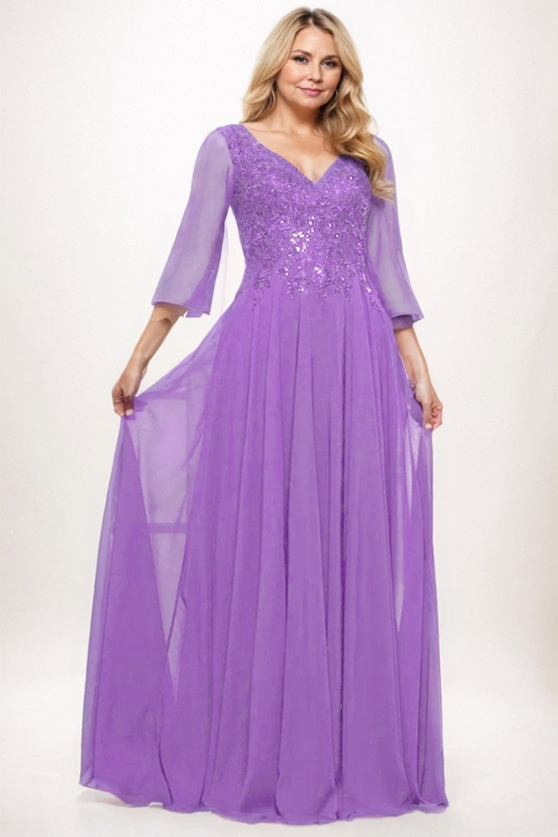 A-Line Maxi Chiffon Mother Dress CM0254