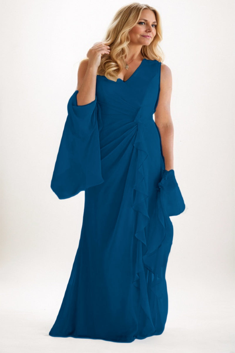 A-Line Maxi Chiffon Champagne Mother of the Bride Dress COCOMELODY CM0256 A-Line Maxi Chiffon Champagne Mother of the Bride Dress COCOMELODY CM0256