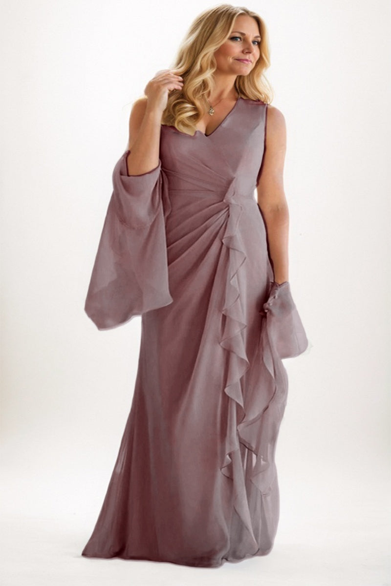 A-Line Maxi Chiffon Mother Dress CM0256