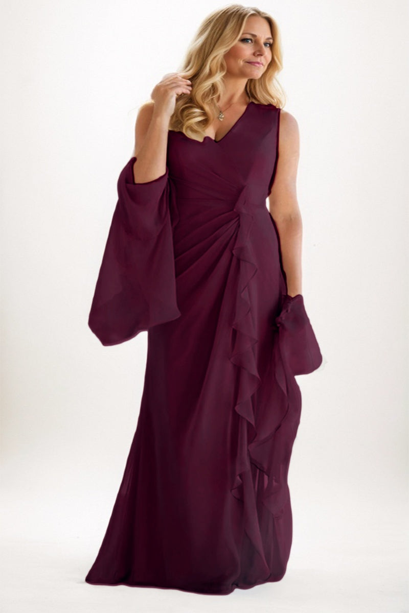 A-Line Maxi Chiffon Mother Dress CM0256