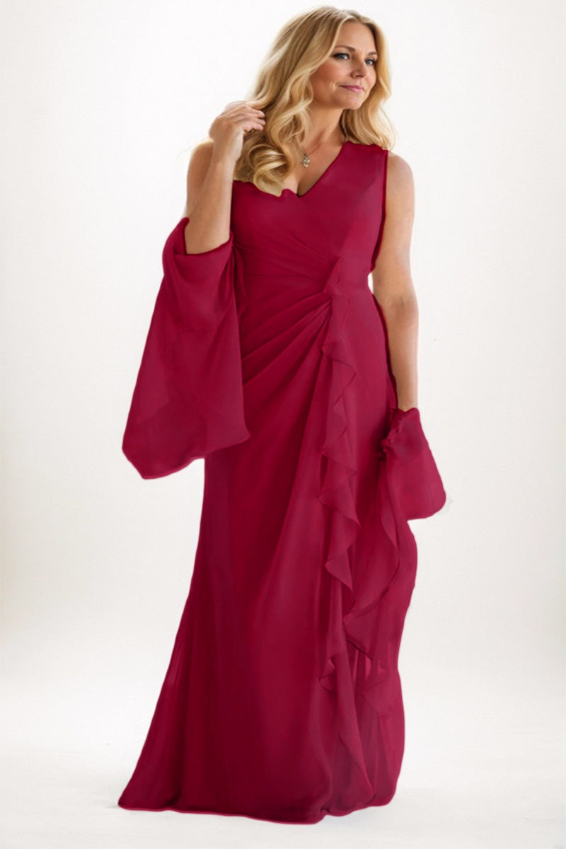 A-Line Maxi Chiffon Mother Dress CM0256
