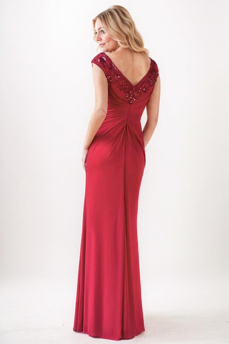 Sheath-Column Maxi Chiffon Mother Dress CM0257 - COCOMELODY