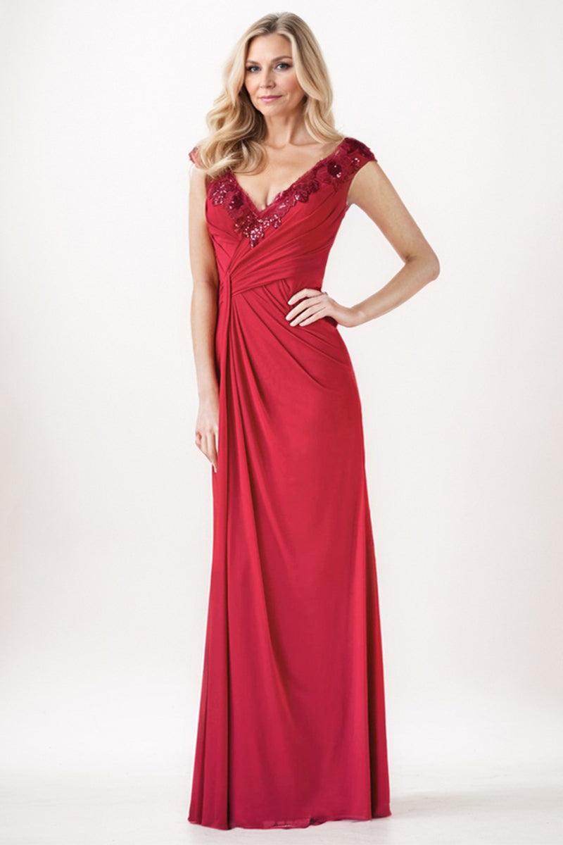Sheath-Column Maxi Chiffon Mother of the Bride Dress COCOMELODY CM0257, Plum