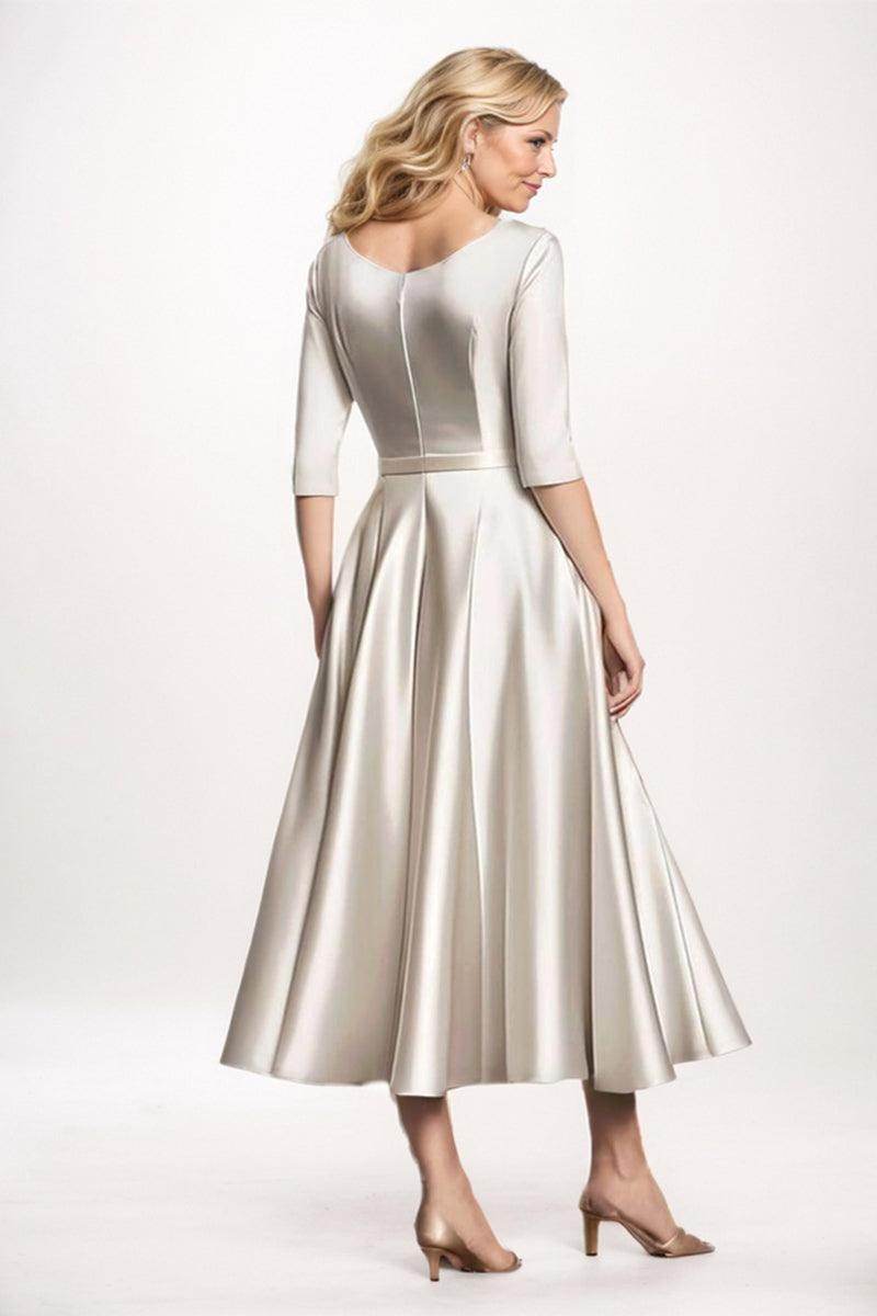 A-Line Midi Satin Mother of the Groom Dresses COCOMELODY CM0261, Waterfall A-Line Midi Satin Mother of the Groom Dresses COCOMELODY CM0261, Waterfall