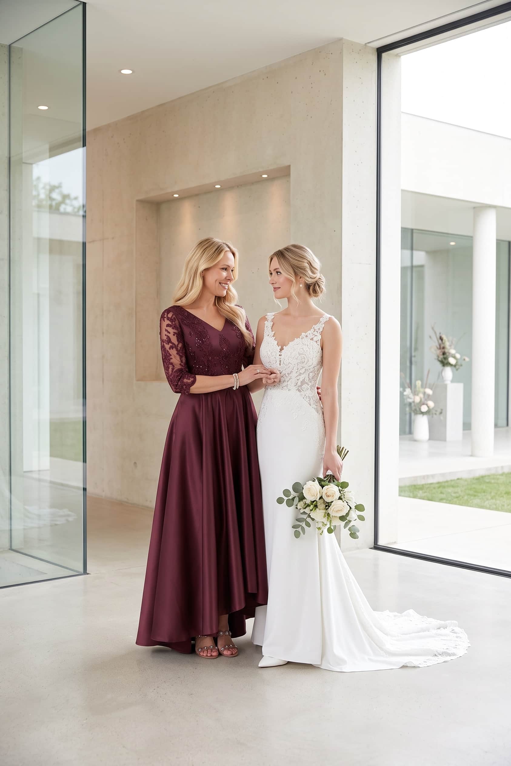 burgundy formal dresses for wedding Wine Satin V-Neck A-Line Midi Mother of Bride Dress 3/4 Sleeve Appliqued Gown COCOMELODY CM0263, Pale Pink Studio I Do Bridals ensuring she looks stunning professional ballerina costume Color:Multicolor-3