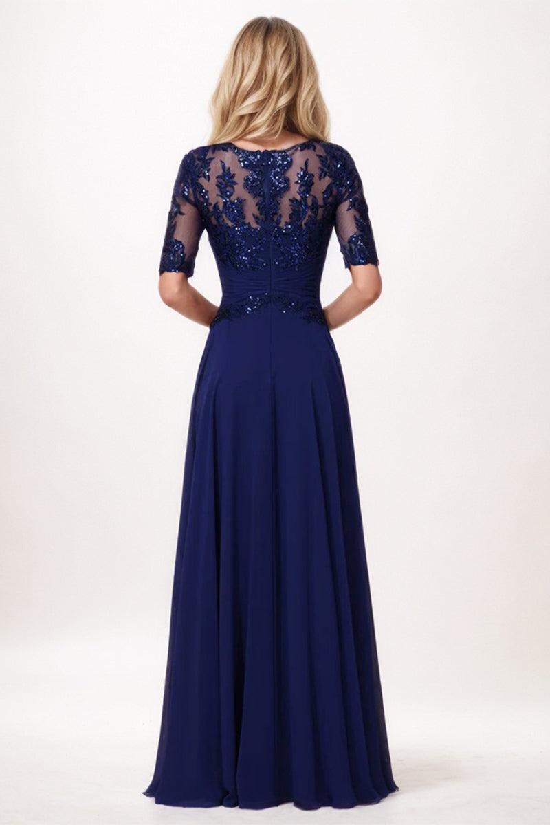 A-Line Maxi Chiffon Blue Mother of The Bride Dress COCOMELODY CM0266, Orange A-Line Maxi Chiffon Blue Mother of The Bride Dress COCOMELODY CM0266, Orange