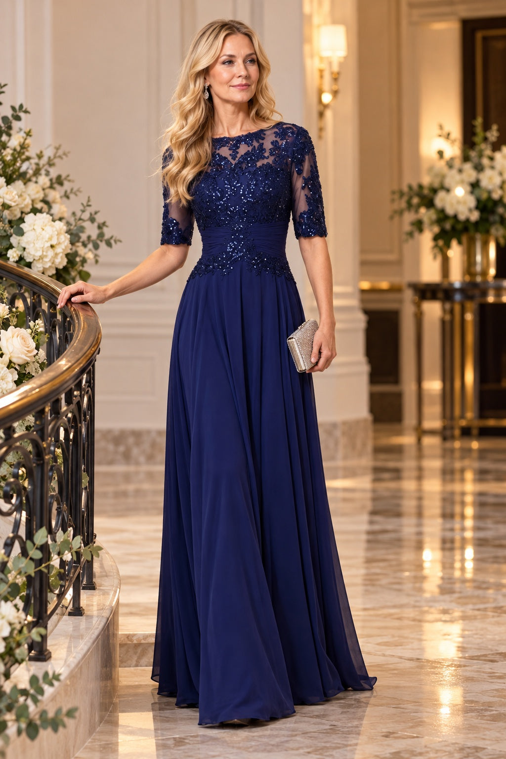 A-Line Maxi Chiffon Mother Dress CM0266