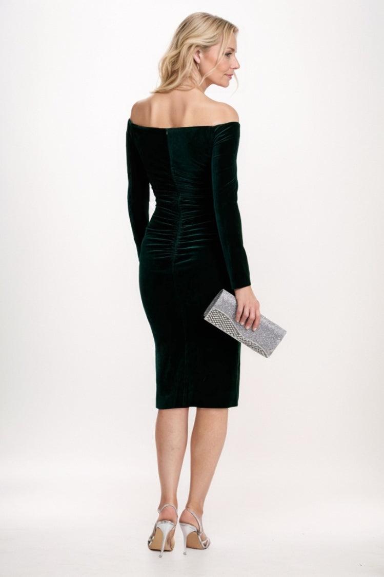 Sheath Midi Velvet Mother Of The Bride Dress CM0268 - COCOMELODY