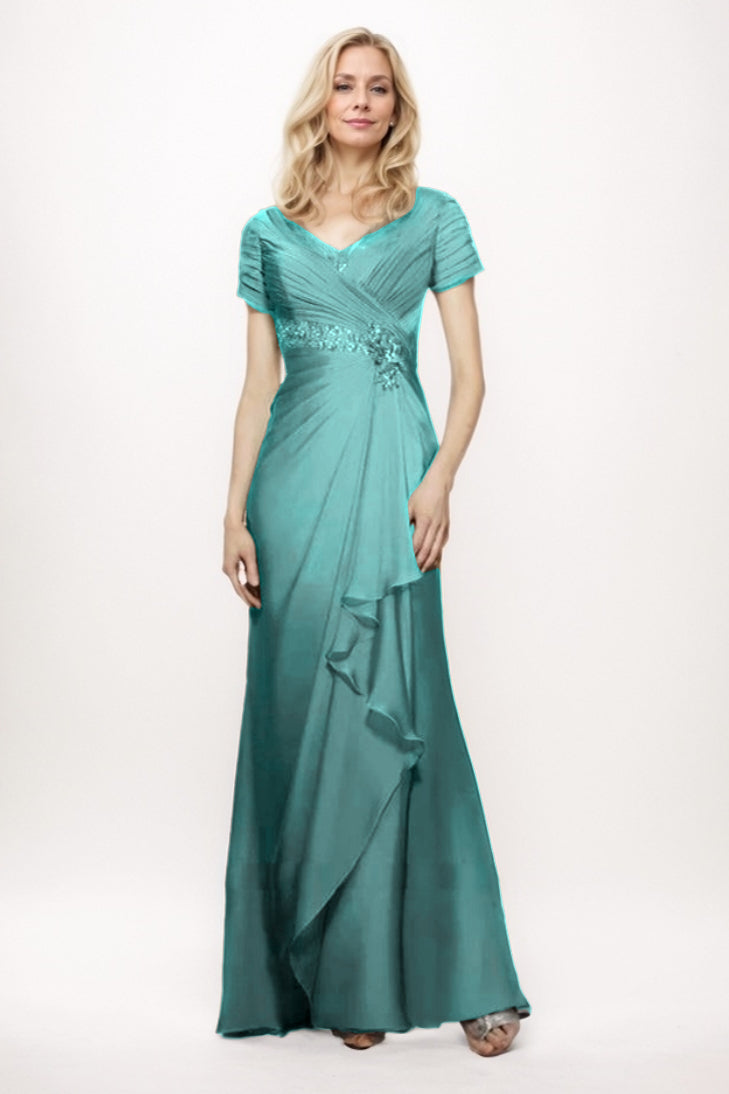 Sheath-Column Maxi Chiffon Mother Of The Bride Dress CM0277