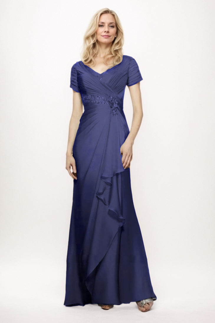 Sheath-Column Maxi Chiffon Mother Of The Bride Dress CM0277