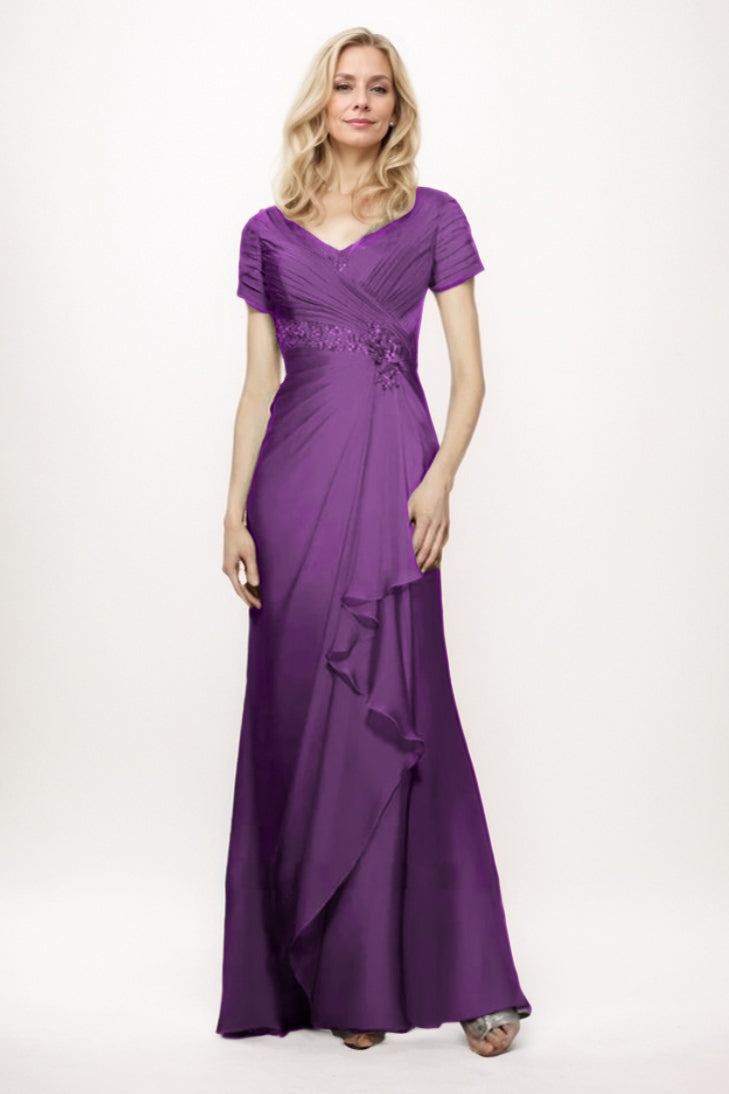 Sheath-Column Maxi Chiffon Mother Of The Bride Dress CM0277