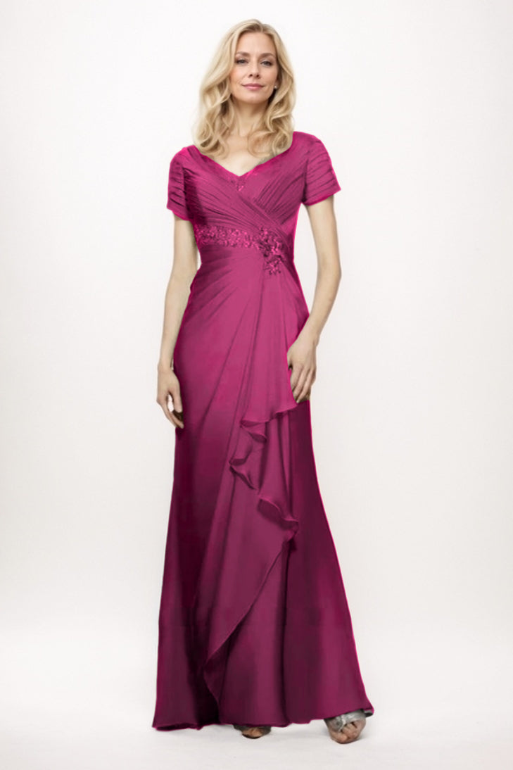 Sheath-Column Maxi Chiffon Mother Of The Bride Dress CM0277