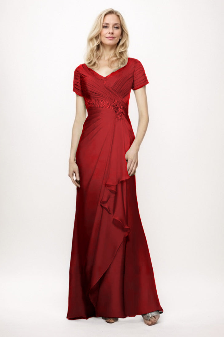 Sheath-Column Maxi Chiffon Mother Of The Bride Dress CM0277