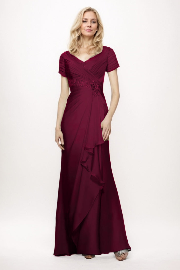 Sheath-Column Maxi Chiffon Mother Of The Bride Dress CM0277