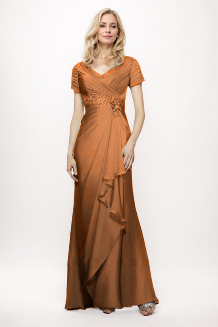 Sheath-Column Maxi Chiffon Mother Of The Bride Dress CM0277