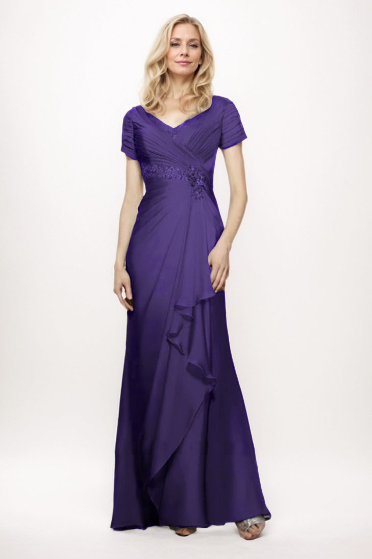 Sheath-Column Maxi Chiffon Mother Of The Bride Dress CM0277