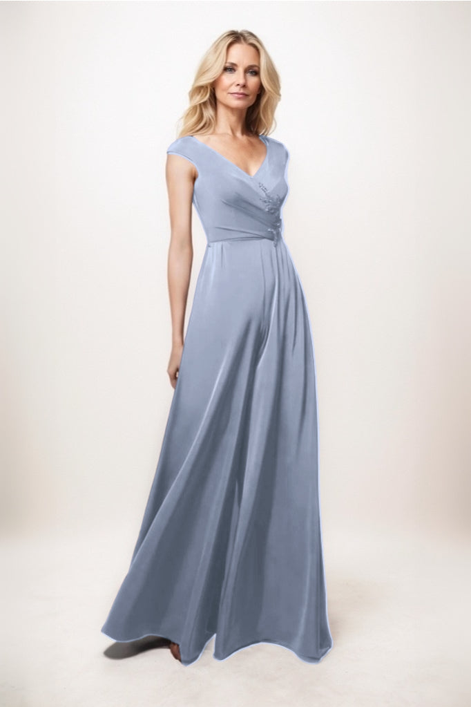 Jumpsuit Maxi Luxe Satin Mother Of The Bride Dress CM0278