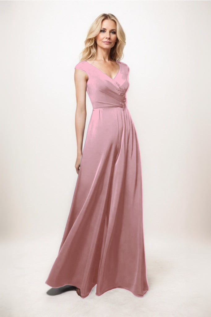 Jumpsuit Maxi Luxe Satin Mother Of The Bride Dress CM0278