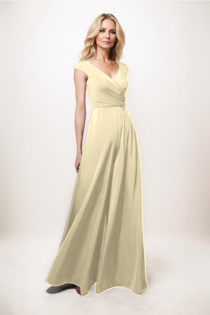 Jumpsuit Maxi Luxe Satin Mother Of The Bride Dress CM0278