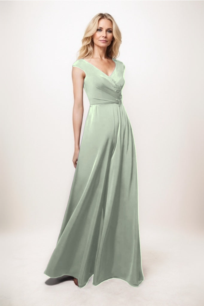 Jumpsuit Maxi Luxe Satin Mother Of The Bride Dress CM0278