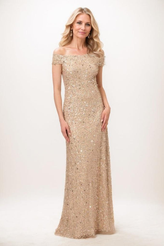 Sheath-Column Maxi Sequined Mother Of The Bride Dress CM0285 - COCOMELODY