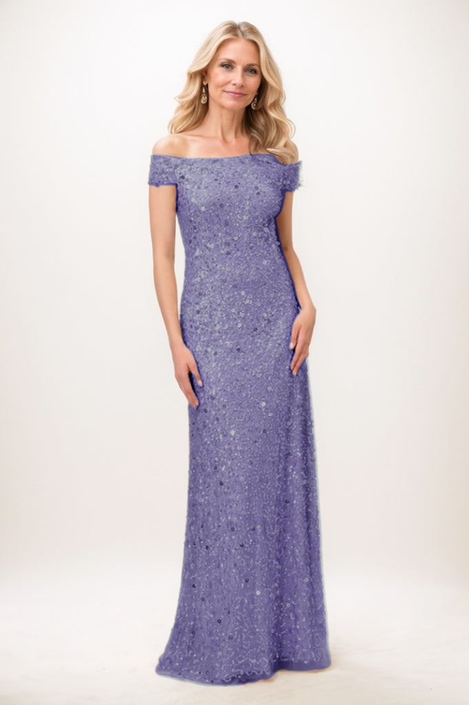 Sheath-Column Maxi Sequined Mother Of The Bride Dress CM0285