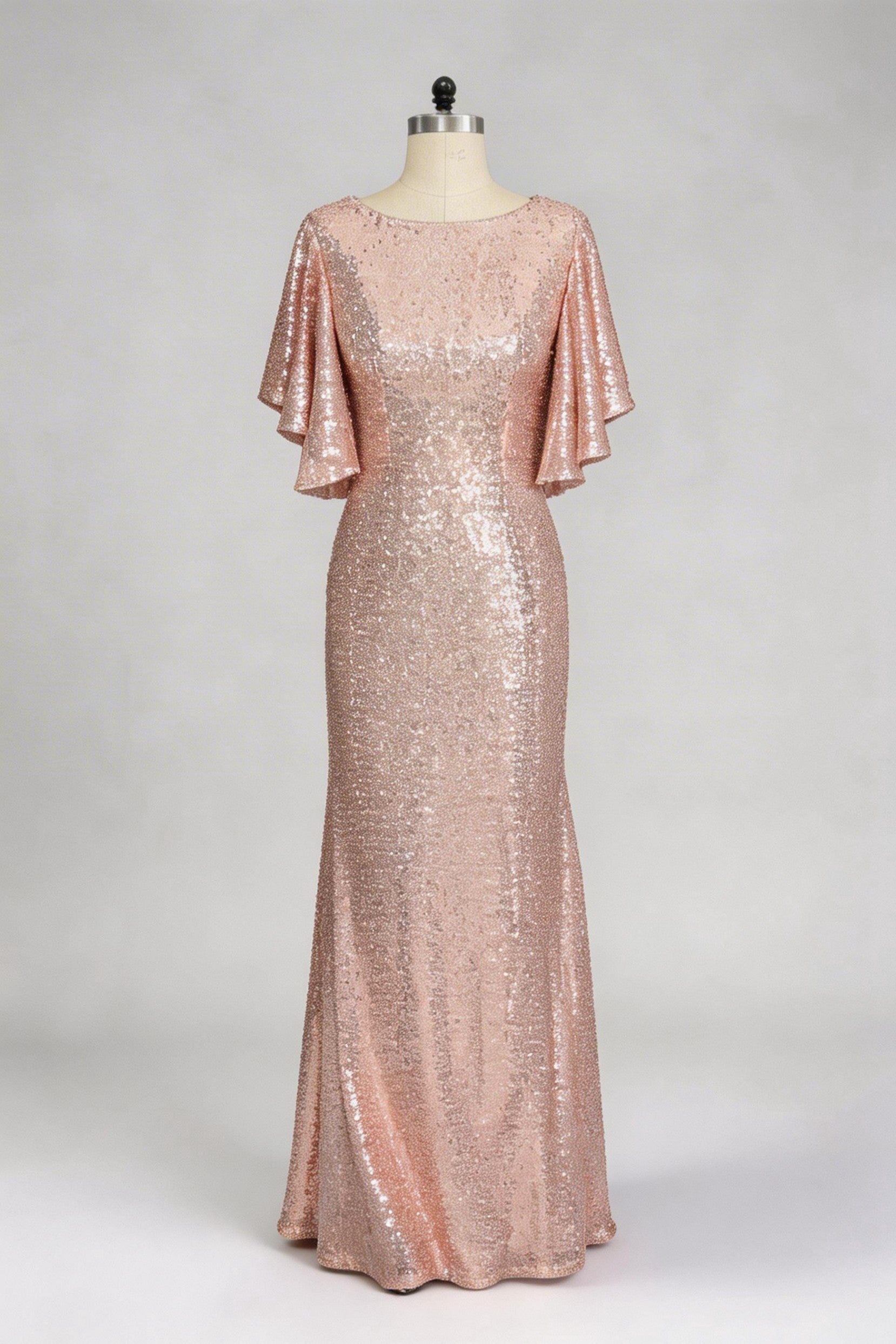 Trumpet-Mermaid Maxi Sequined Mother of the Bride Dress COCOMELODY CM0286, Dusty Rose Trumpet-Mermaid Maxi Sequined Mother of the Bride Dress COCOMELODY CM0286, Dusty Rose