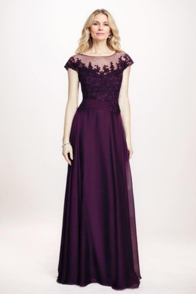 A-Line Maxi Chiffon Mother Of The Bride Dress CM0300 - COCOMELODY