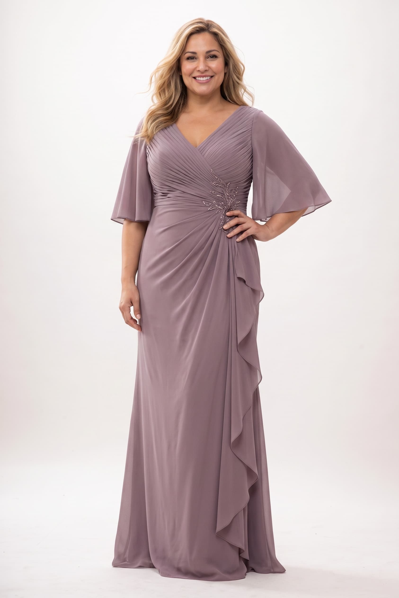Trumpet-Mermaid Maxi Chiffon Mother Of The Bride Dress CM0310 - As Picture - COCOMELODY