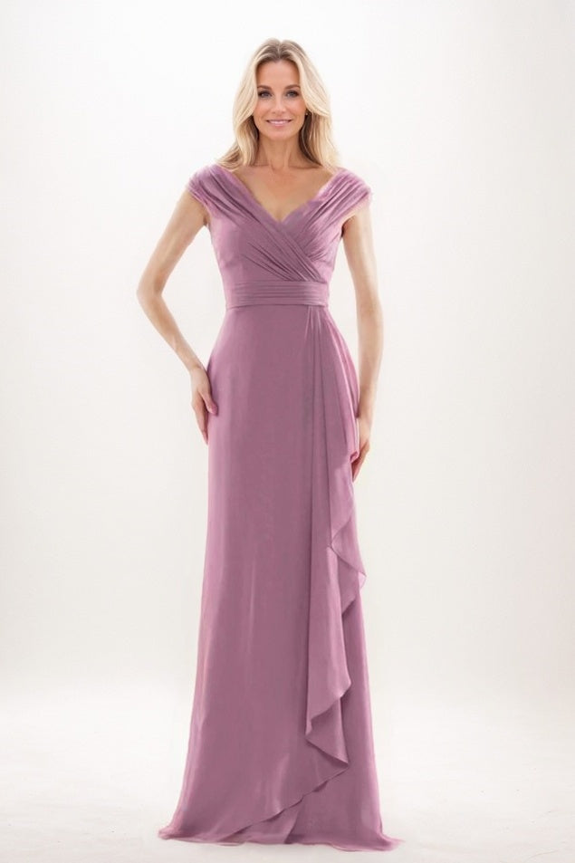 Sheath-Column Maxi Chiffon Mother Of The Bride Dress CM0312