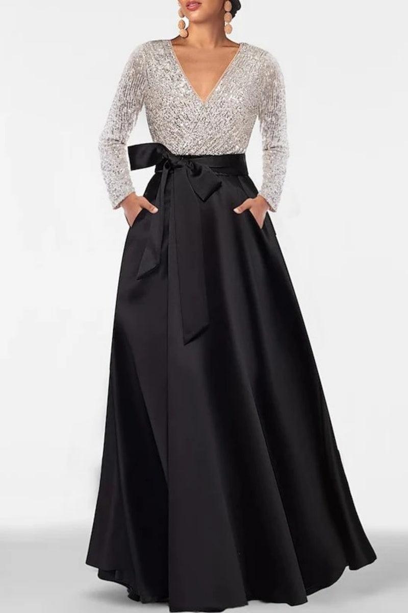 A Line V Neck Long Sleeves Sequins Mother Of The Bride Dresses CM0334 - COCOMELODY