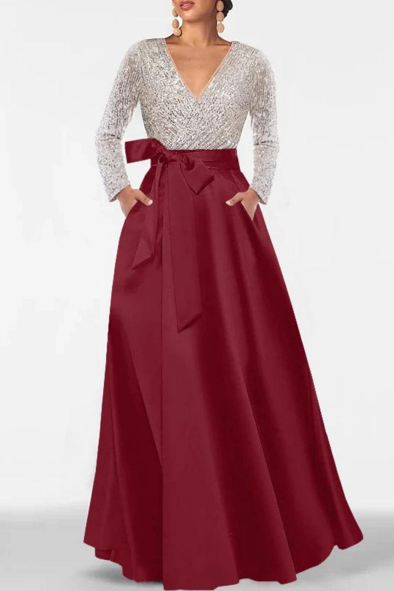 A Line V Neck Long Sleeves Sequins Mother Of The Bride Dresses CM0334 - COCOMELODY