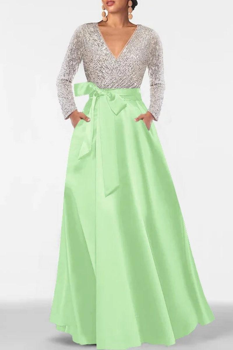 A Line V Neck Long Sleeves Sequins Mother Of The Bride Dresses CM0334 - COCOMELODY
