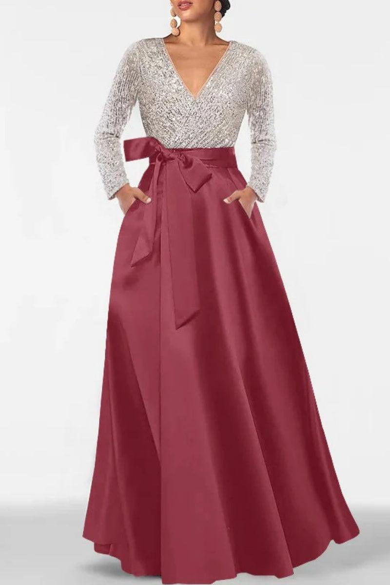 A Line V Neck Long Sleeves Sequins Mother Of The Bride Dresses CM0334 - COCOMELODY