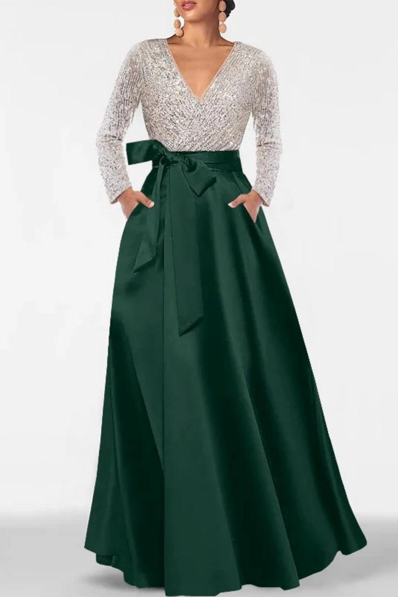 A Line V Neck Long Sleeves Sequins Mother Of The Bride Dresses CM0334 - COCOMELODY