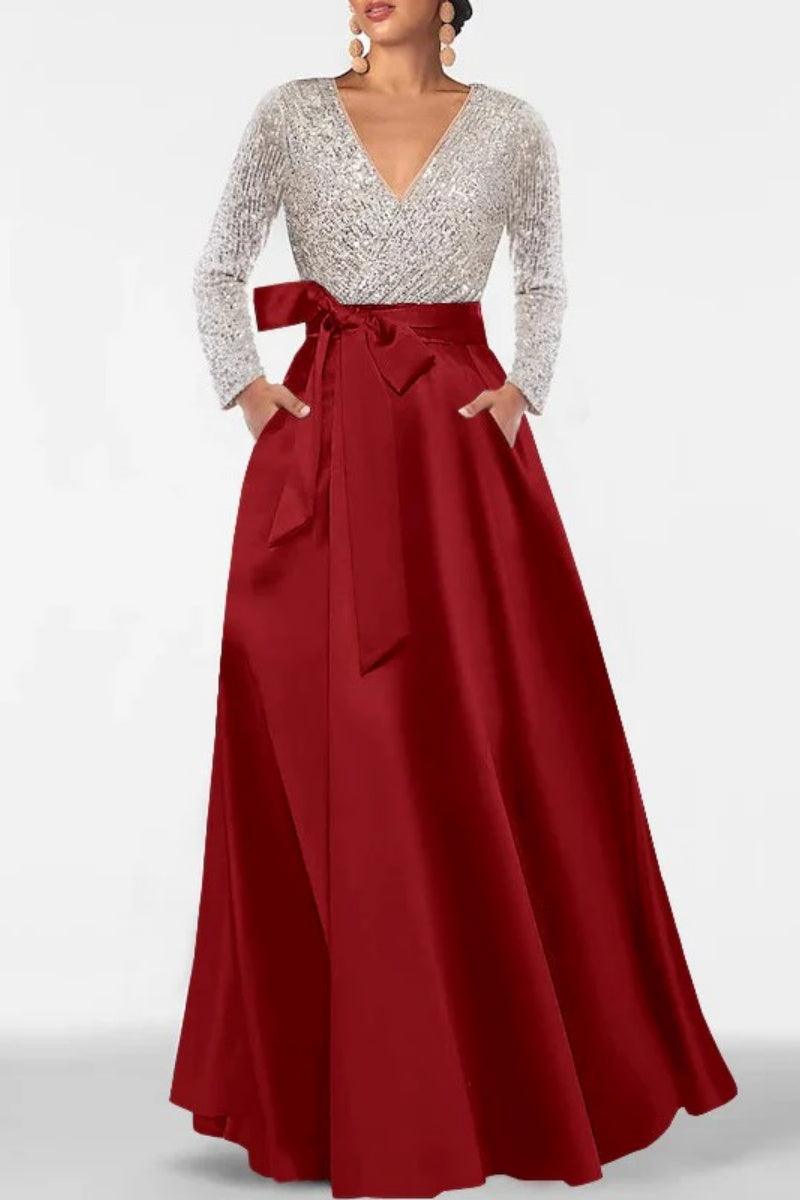 A Line V Neck Long Sleeves Sequins Mother Of The Bride Dresses CM0334 - COCOMELODY