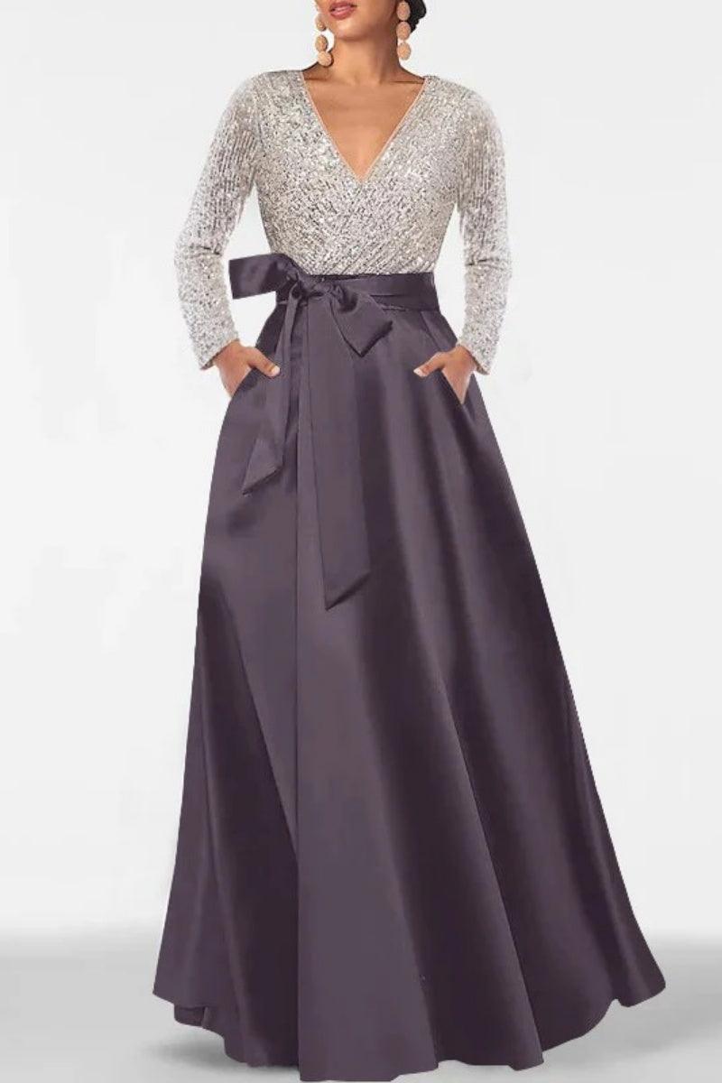 A Line V Neck Long Sleeves Sequins Mother Of The Bride Dresses CM0334 - COCOMELODY