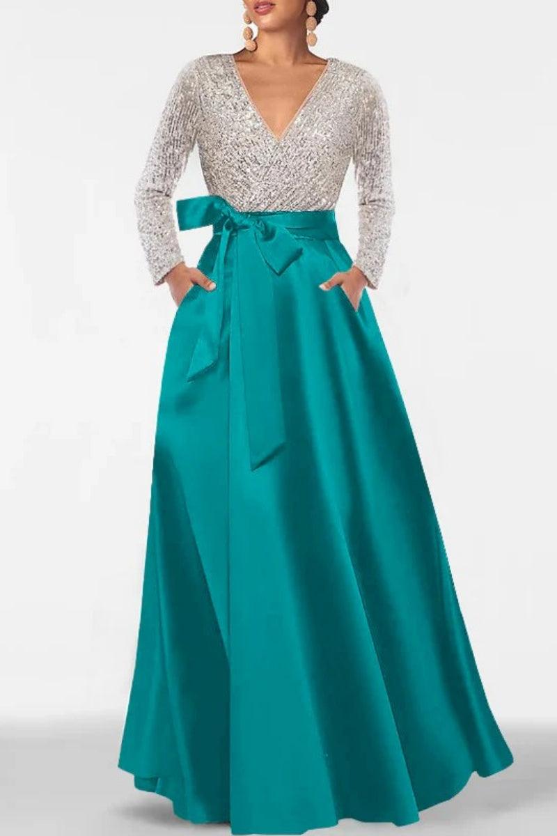 A Line V Neck Long Sleeves Sequins Mother Of The Bride Dresses CM0334 - COCOMELODY