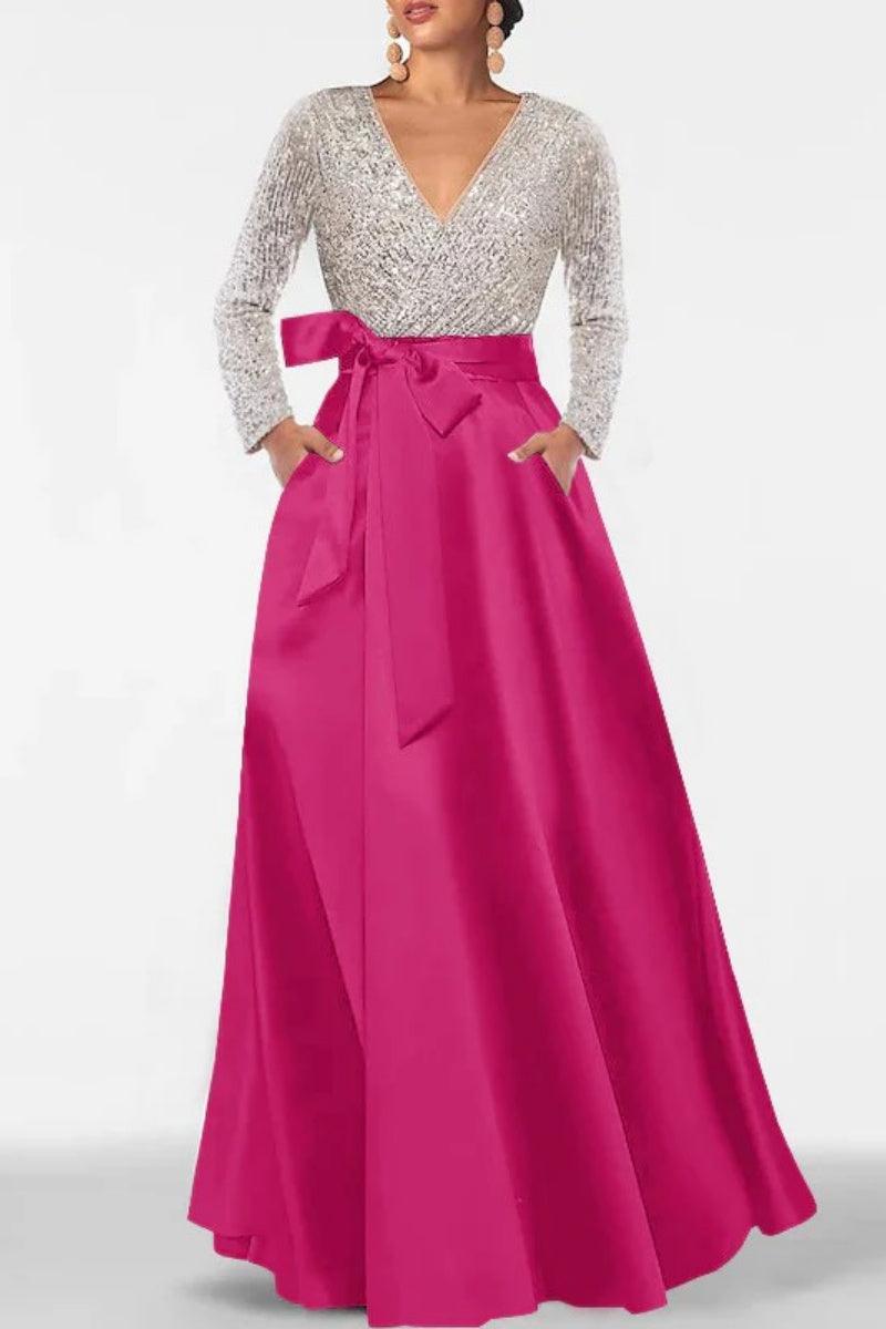 A Line V Neck Long Sleeves Sequins Mother Of The Bride Dresses CM0334