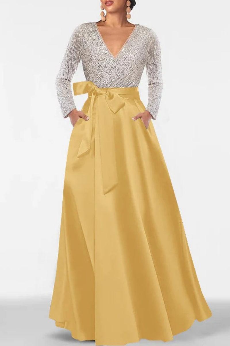 A Line V Neck Long Sleeves Sequins Mother Of The Bride Dresses CM0334 - COCOMELODY