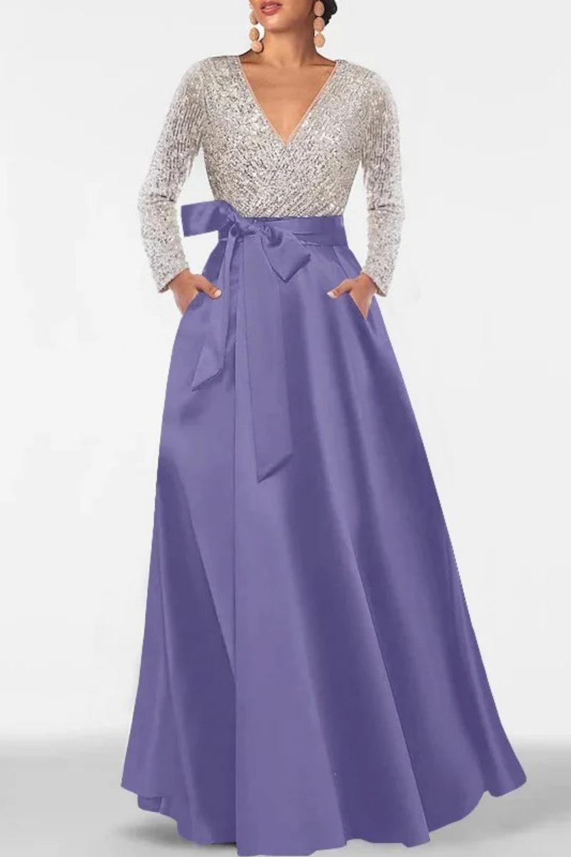 A Line V Neck Long Sleeves Sequins Mother Of The Bride Dresses CM0334 - COCOMELODY